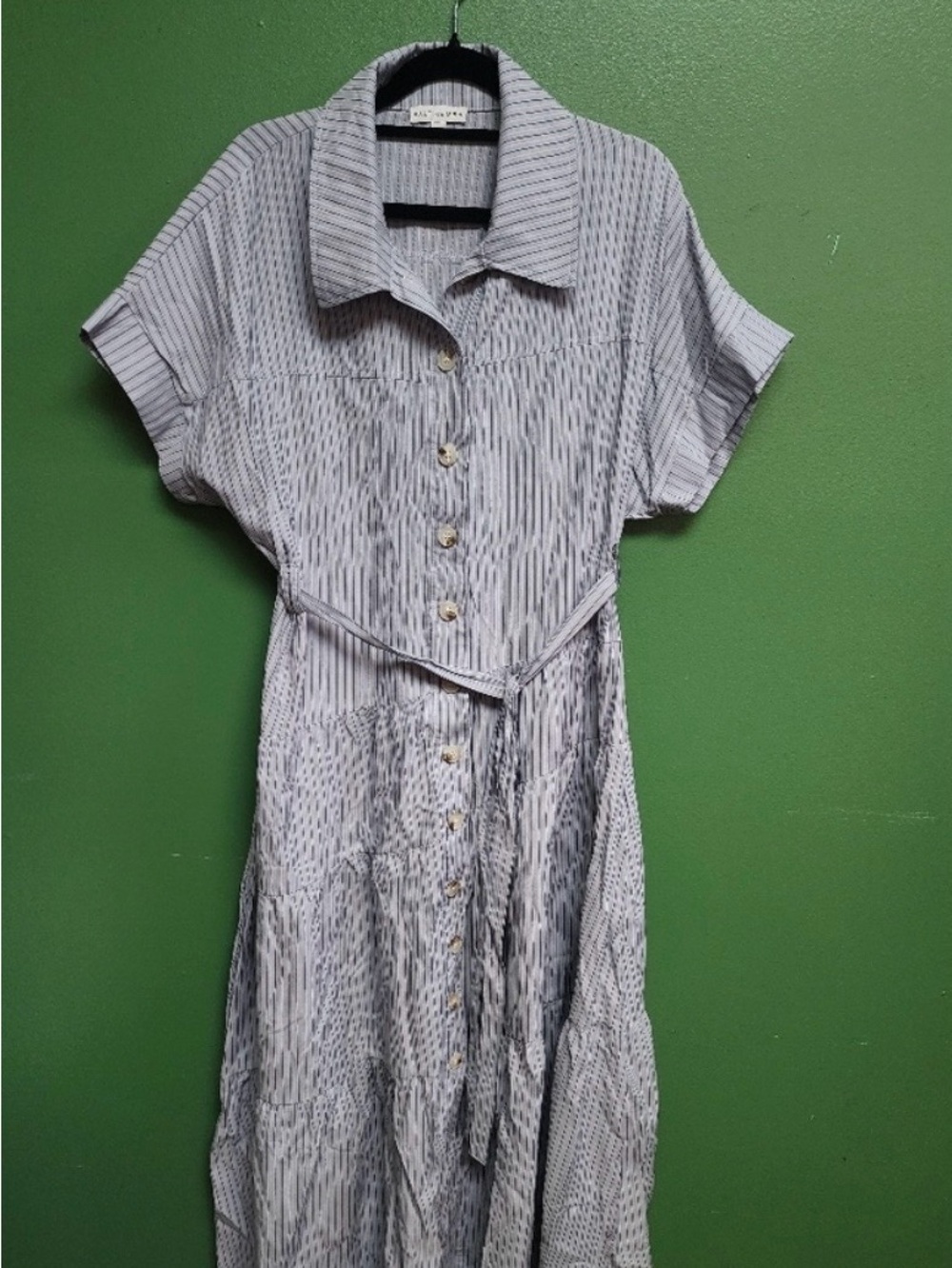 Baltic born Light blue Button-Front midi Dress with Belt